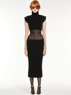 Abito asimmetrico in misto cashmere