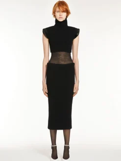 Abito asimmetrico in misto cashmere