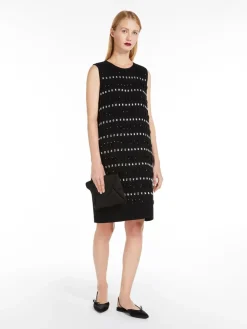 Abito boxy in cady ricamato