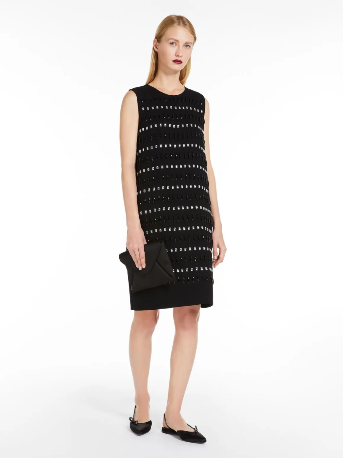 Abito boxy in cady ricamato