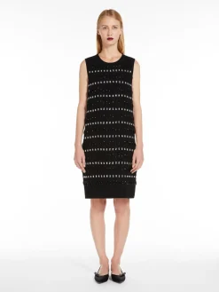 Abito boxy in cady ricamato