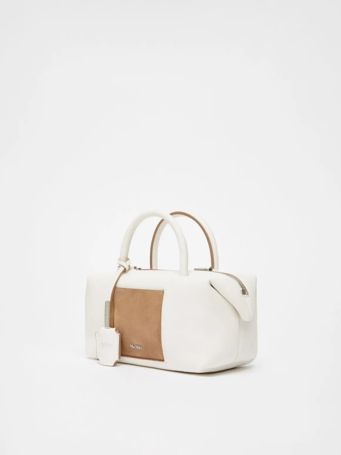 Bauletto piccolo in pelle con tasca suede
