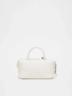 Bauletto piccolo in pelle con tasca suede