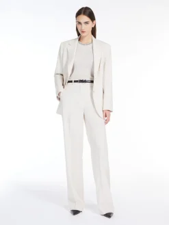 Blazer monopetto in crêpe satin di lana