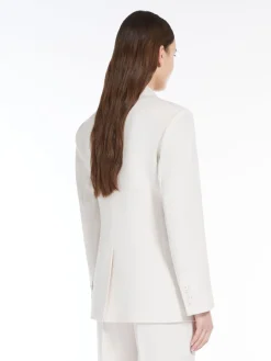 Blazer monopetto in crêpe satin di lana