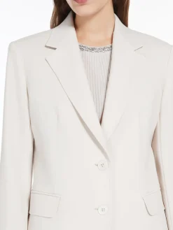 Blazer monopetto in crêpe satin di lana