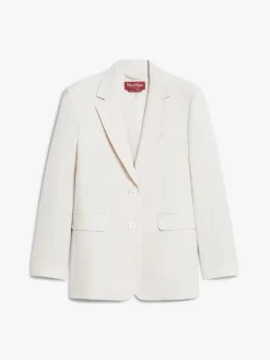 Blazer monopetto in crêpe satin di lana