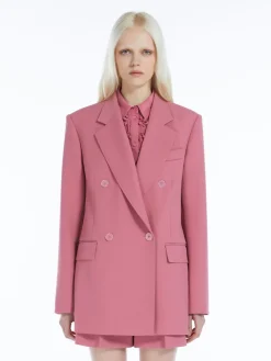 Blazer oversize in crêpe satin di lana