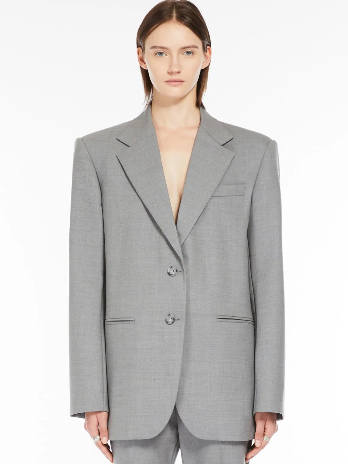 Blazer oversize in lana stretch