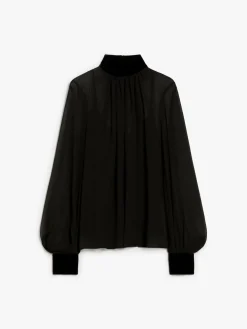 Blusa dolcevita in georgette