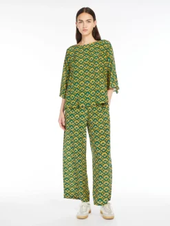 Blusa in crêpe de Chine stampato
