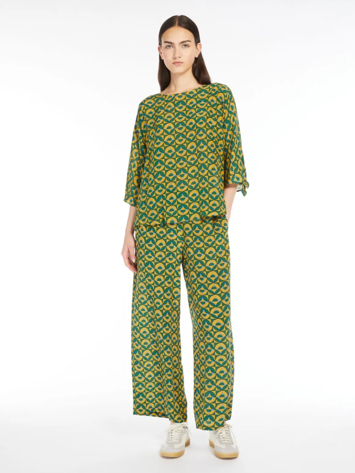 Blusa in crêpe de Chine stampato
