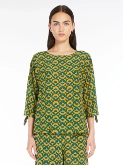 Blusa in crêpe de Chine stampato