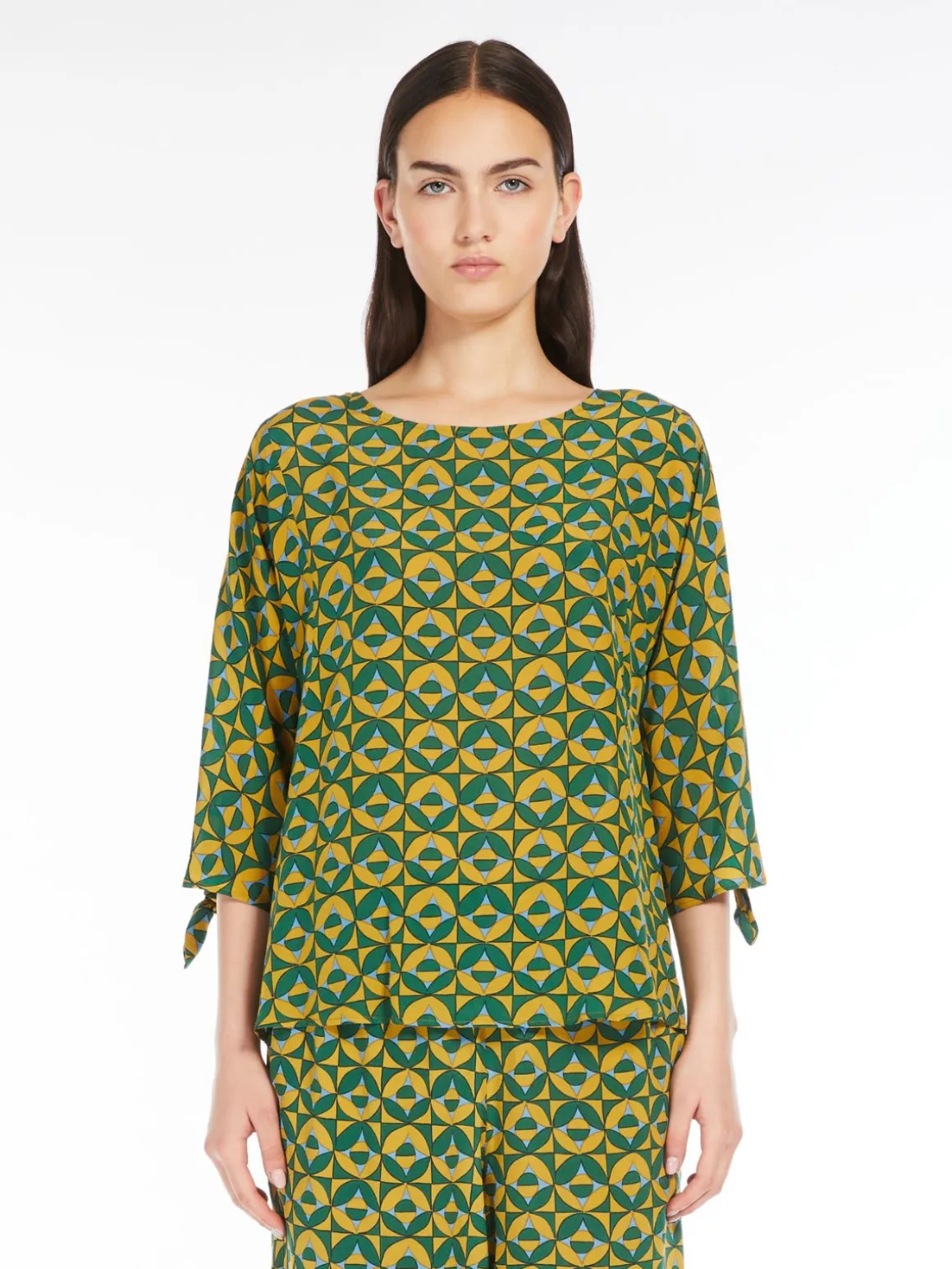 Blusa in crêpe de Chine stampato