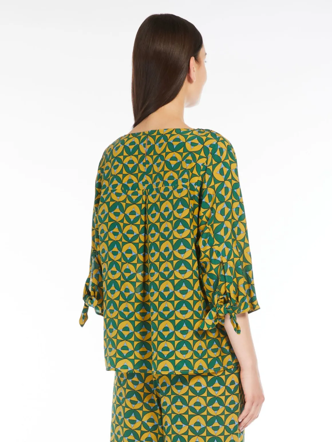 Blusa in crêpe de Chine stampato