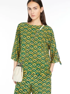 Blusa in crêpe de Chine stampato
