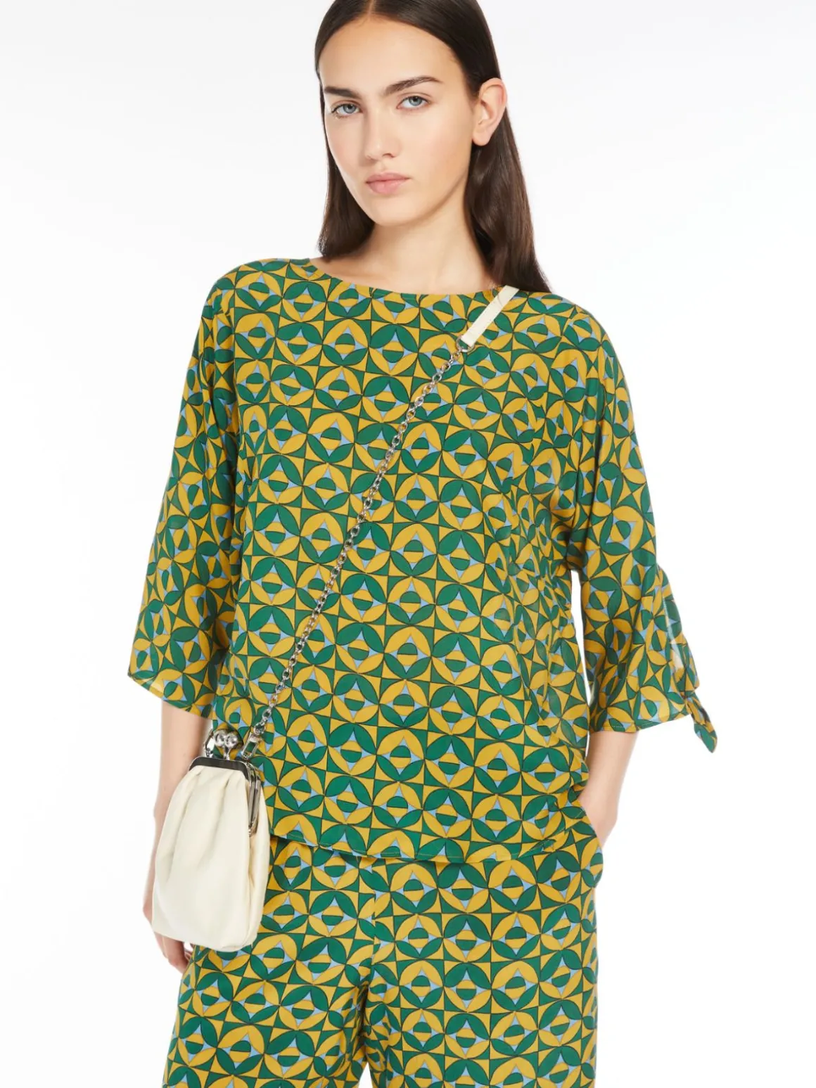 Blusa in crêpe de Chine stampato