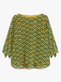 Blusa in crêpe de Chine stampato