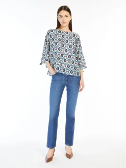 Blusa in crêpe de Chine stampato