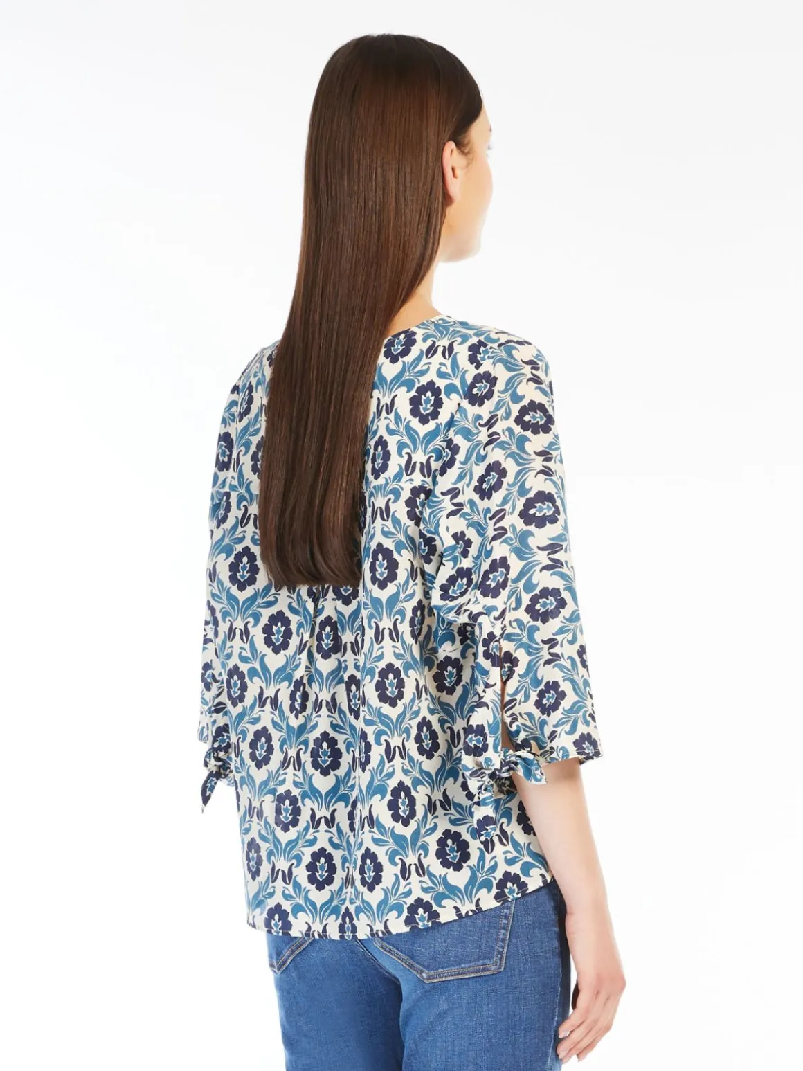 Blusa in crêpe de Chine stampato