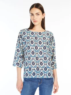 Blusa in crêpe de Chine stampato