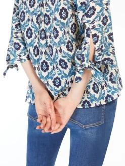 Blusa in crêpe de Chine stampato