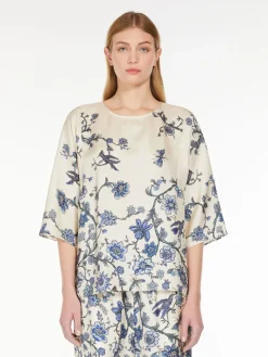 Blusa morbida in seta stampata