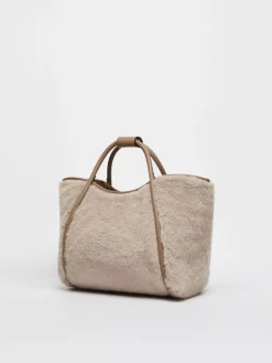 Borsa Marine small in Teddy di alpaca e lana