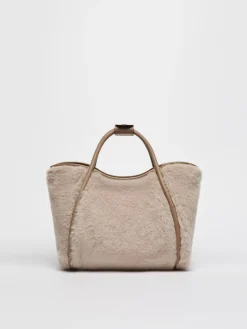 Borsa Marine small in Teddy di alpaca e lana