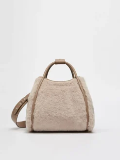 Borsa Marine small in Teddy di alpaca e lana