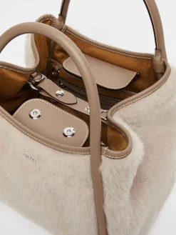 Borsa Marine small in Teddy di alpaca e lana