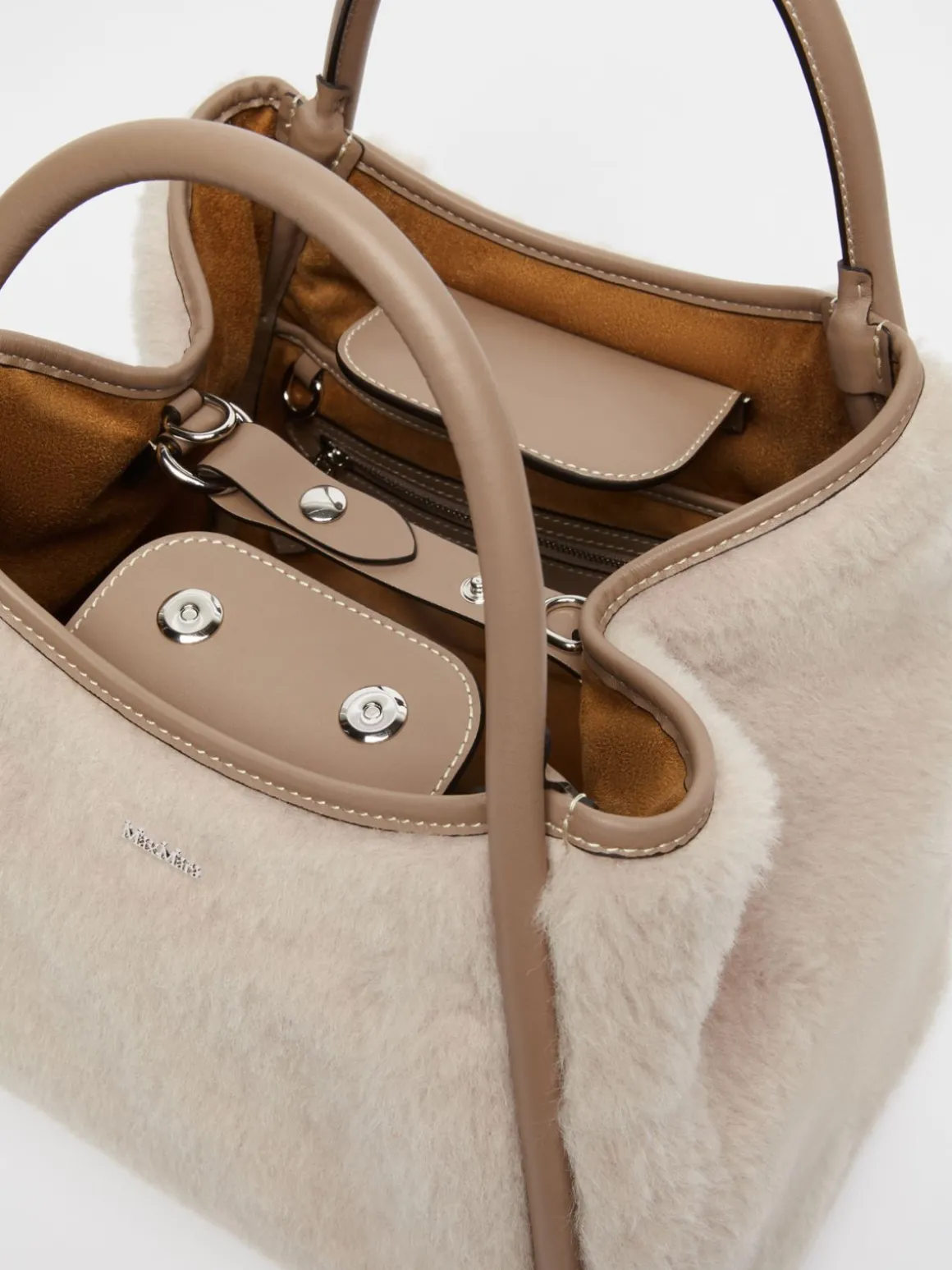 Borsa Marine small in Teddy di alpaca e lana