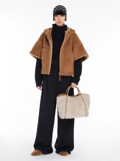 Borsa Marine small in Teddy di alpaca e lana