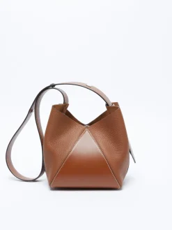 Borsa secchiello piccola in pelle stampa cervo