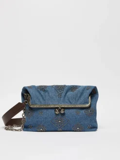 Busta Pasticcino Bag Large in denim ricamato
