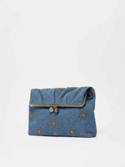 Busta Pasticcino Bag Large in denim ricamato