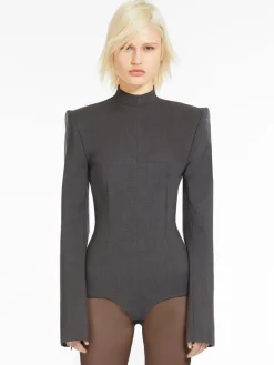 Camicia a body in lana stretch