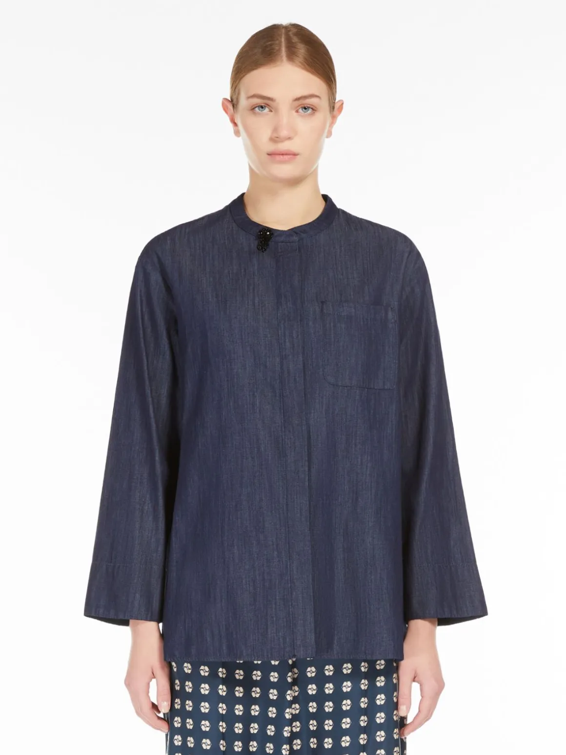 Camicia alla coreana in denim