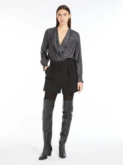Camicia body in seta stampata