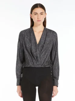 Camicia body in seta stampata