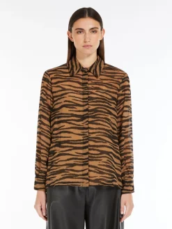 Camicia classica in seta stampata