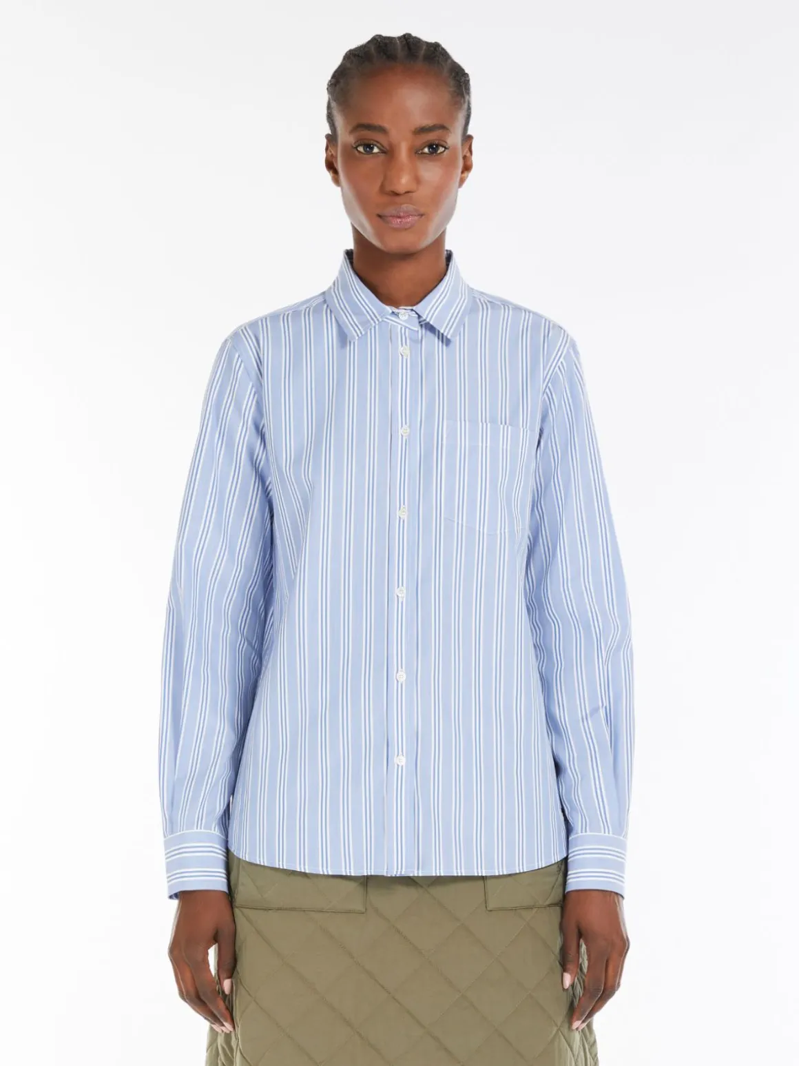 Camicia in popeline di cotone rigato
