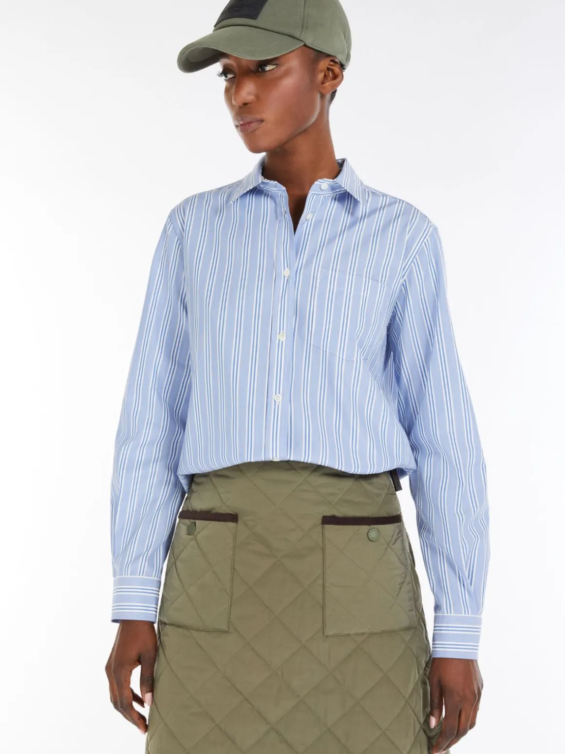 Camicia in popeline di cotone rigato