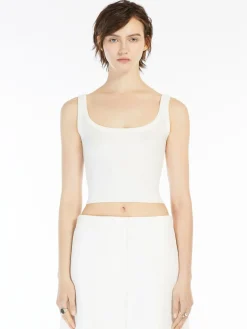 Canotta crop aderente in viscosa stretch