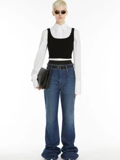 Canotta crop aderente in viscosa stretch