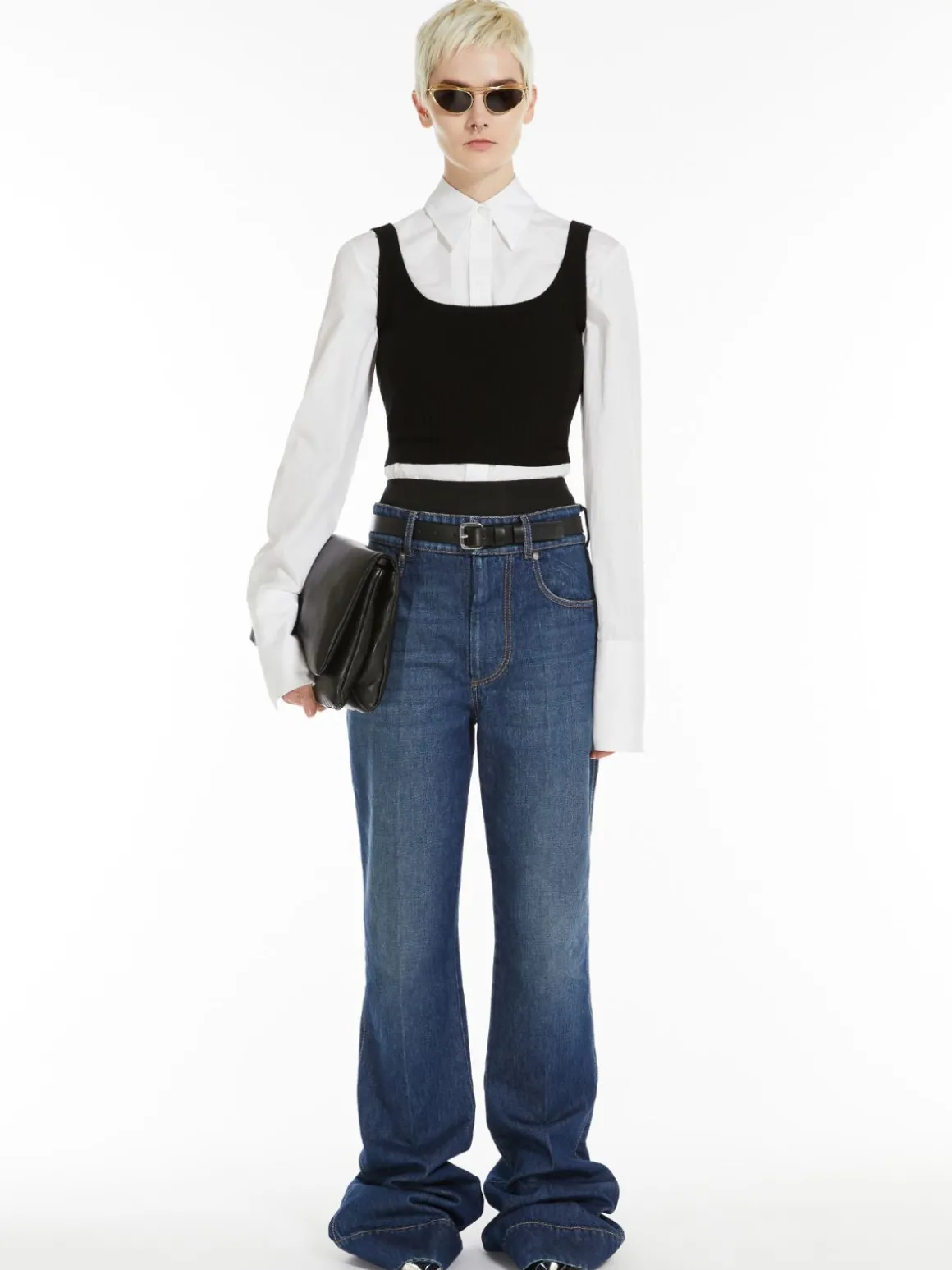 Canotta crop aderente in viscosa stretch