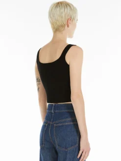 Canotta crop aderente in viscosa stretch