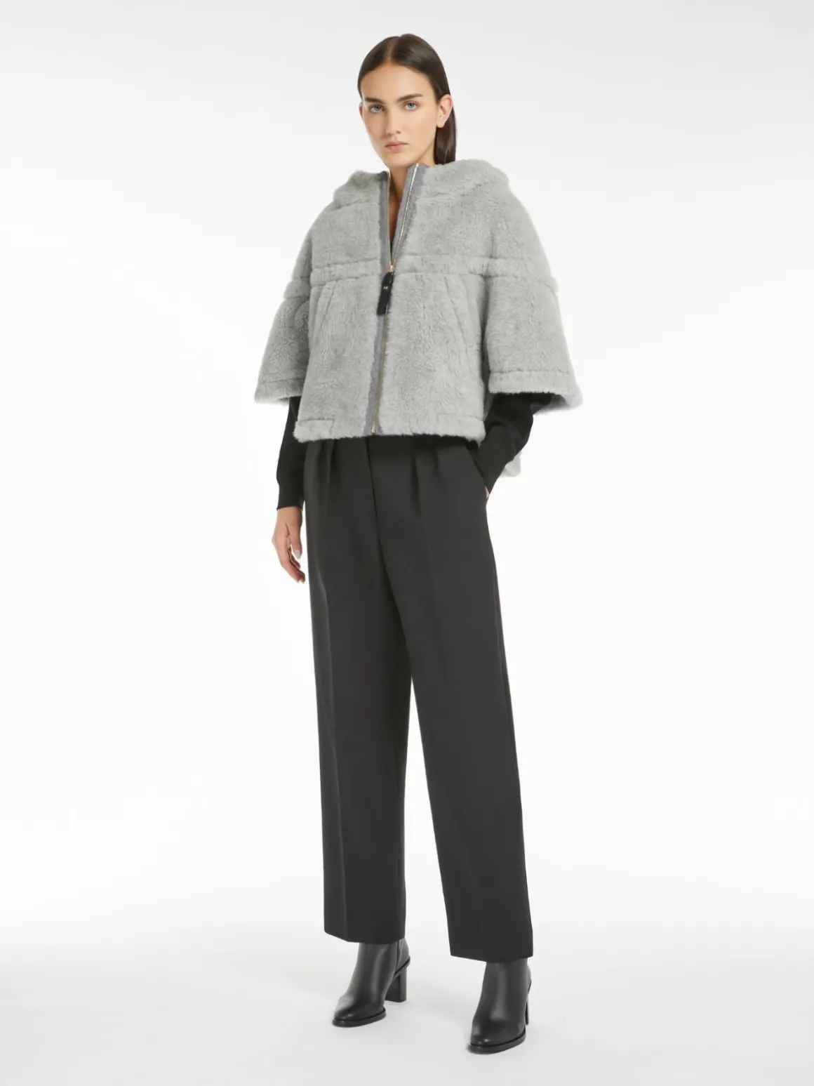 Cappa boxy in tessuto Teddy
