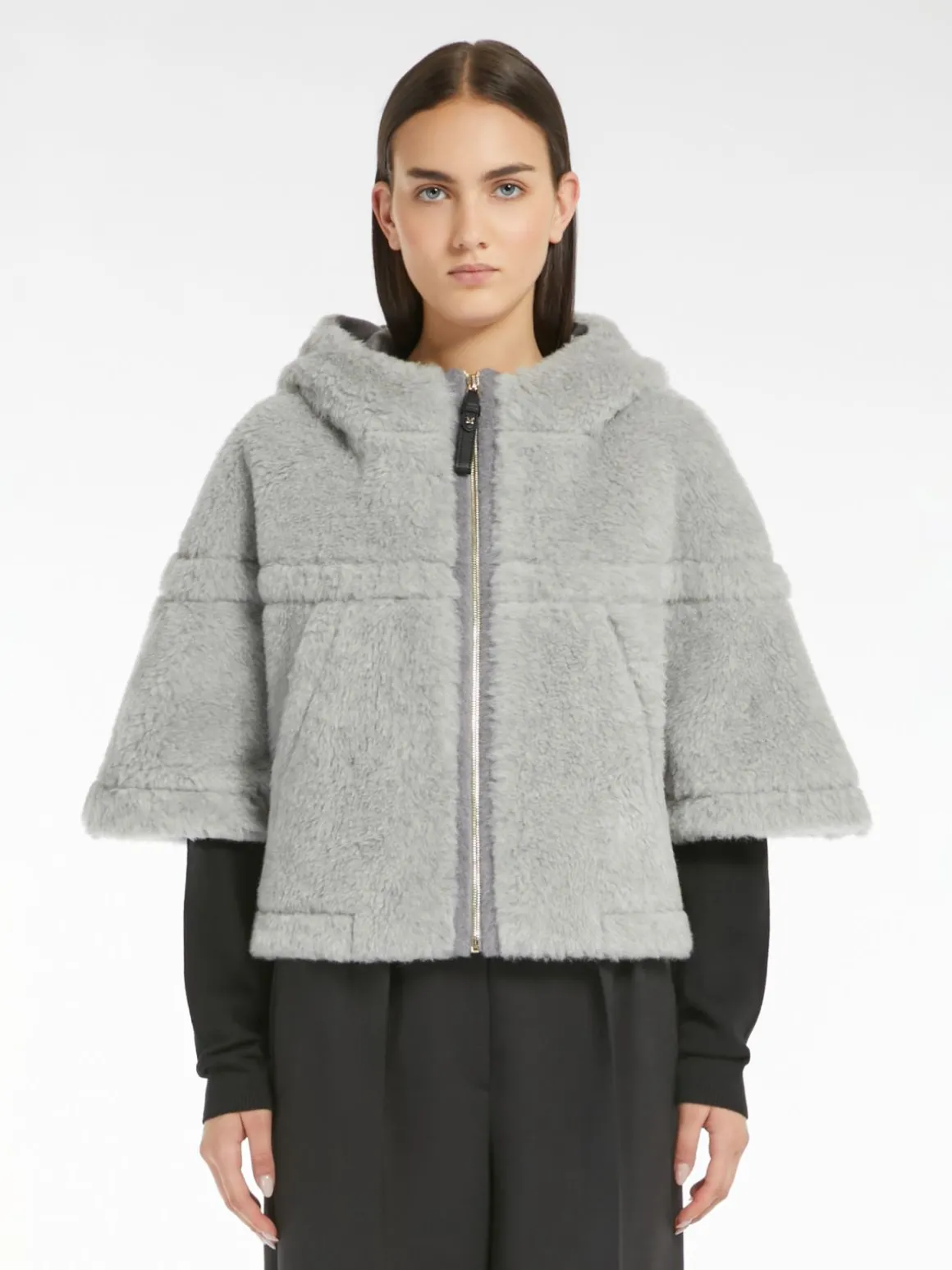 Cappa boxy in tessuto Teddy