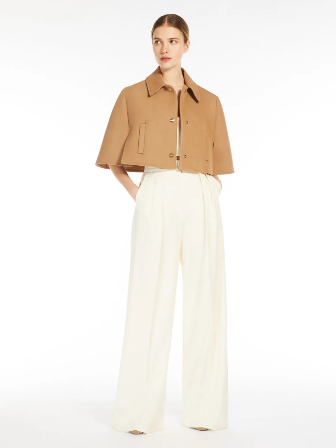 Cappa cropped in lana e cotone